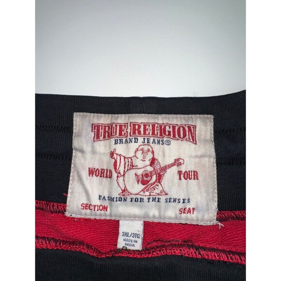 Vintage True Religion Sweat Jogger Shorts Men 3XL Red Black Casual 12.5” Inseam - Picture 3 of 9
